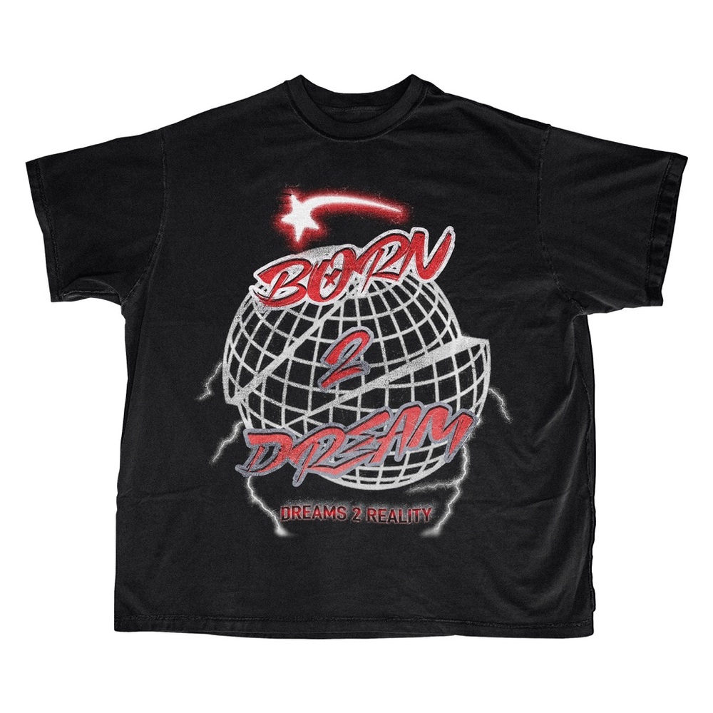 Born 2 Dream Men’s Large Dreams 2 Reality Streetwear Graphic Tee Heavy T Shirt